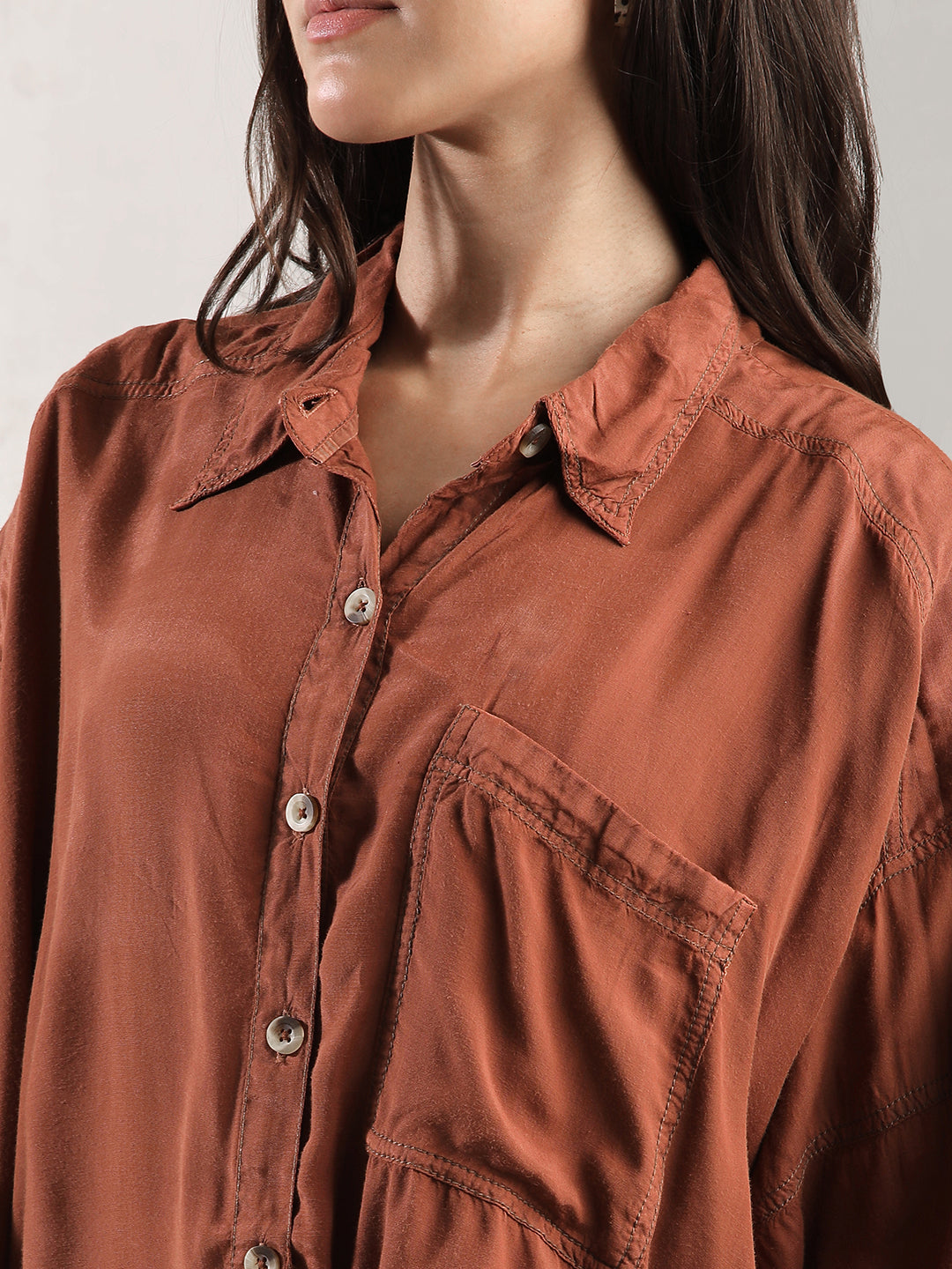 Women Brown Super Cool Oversize Top