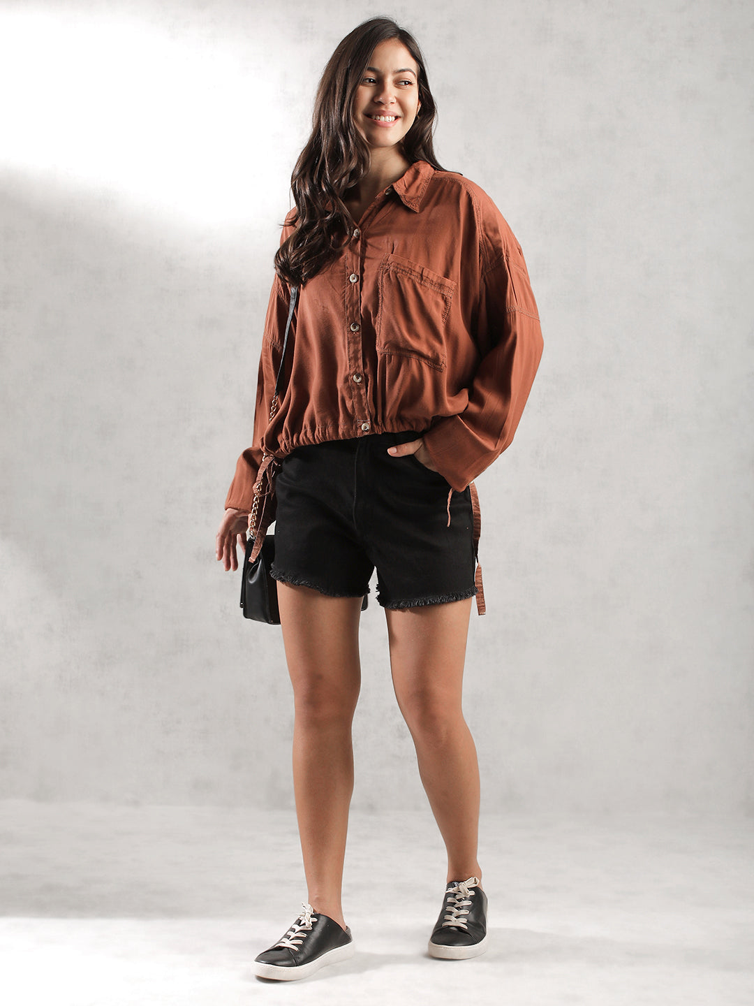 Women Brown Super Cool Oversize Top